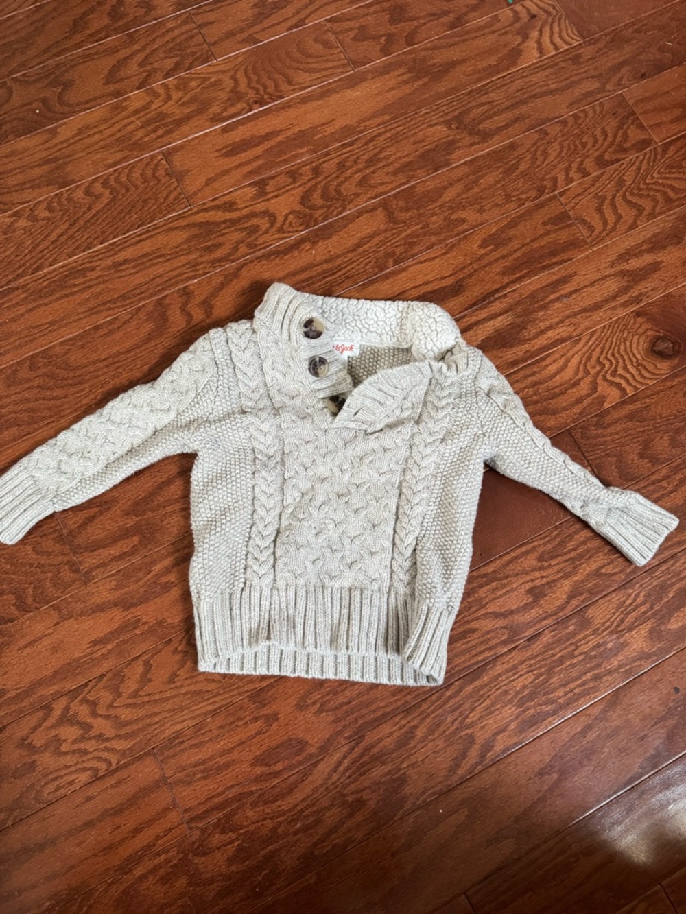 Cat & Jack Cream Cable Knit Button Turtleneck Sweater
